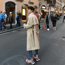 

Autumn mid-length top coat loose double-breasted trench coat