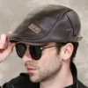 Men Retro Pu Leather Caps JAMONT Labeling British Painters Hats Spring Autumn Side Adjustable Flat Cap Fashion Hip Hop Berets 4