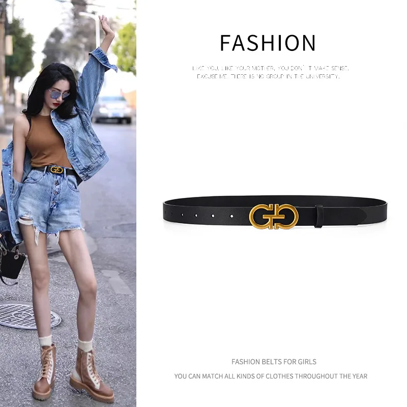 Women\'s Luxury Belt High Quality Genuine Leather Pu Mixed Strap  Fashion Designer Eight Metal Buckle Waistband Y2k Accessories