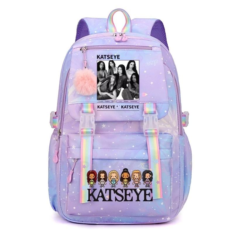 Girls School Bags Kpop KATSEYE Backpack Teenager Fashion Casual School Bags Lightweight Daypack for Student Women Travel Daypack - 5