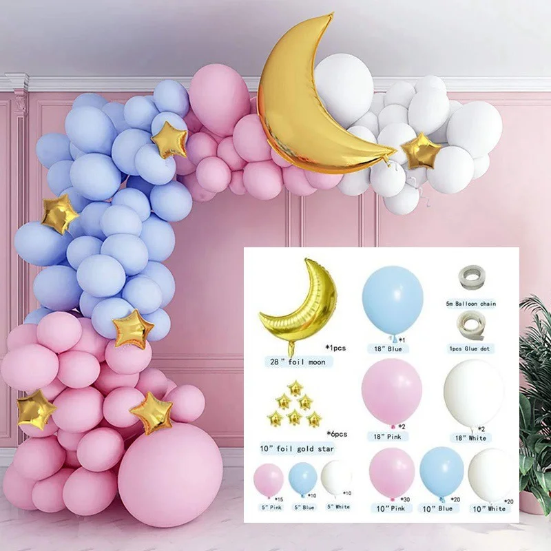 

Moon Star Balloon 18 Inch 10 Inch Maka White Pink Blue Set Birthday Party Atmosphere Decoration Wedding Girl Balloon Arch Kit