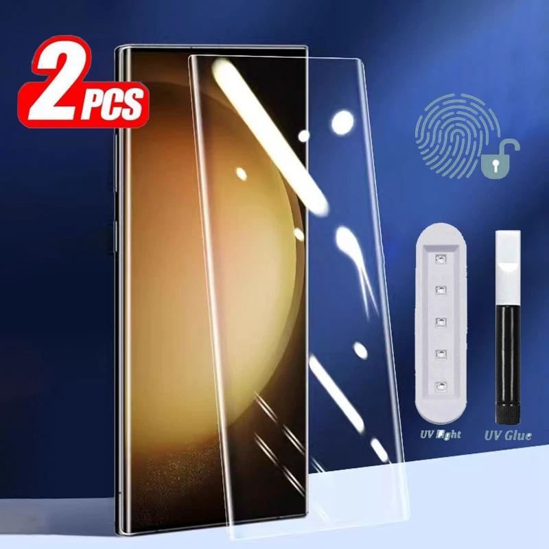 2PCSUVTemperedGlassForSamsungGalaxyS23UltraFullGlueScreen