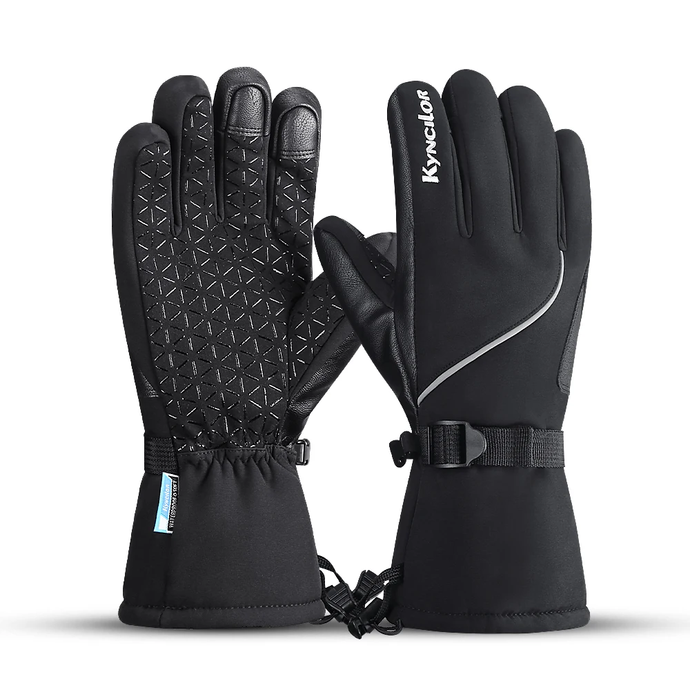 

Kyncilor Ski Gloves Snowboard Gloves Motorcycle Riding Winter Gloves Windproof Waterproof Unisex Snow Gloves Black