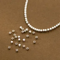 10pcs/Lot 925 Sterling Silver Cute Small Sqaure Sugar Loose Beads 3mm Handmade Beading Spacers DIY Silver Jewelry Accessories 1