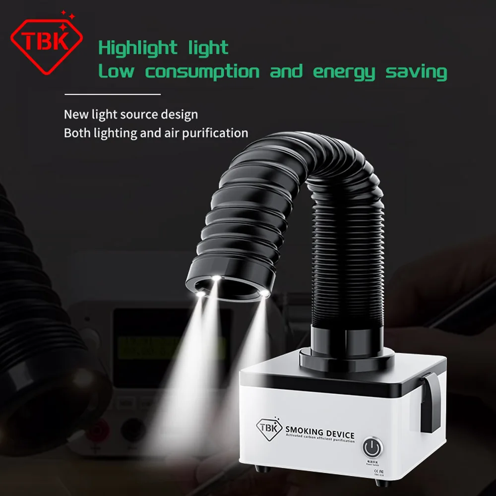 TBK 638 กรองบัดกรีควันทําความสะอาดสูบบุหรี่ฝุ่น MINI Fume EXTRACTOR พร้อม LED Light สําหรับ BGA PCB ซ่อมเครื่องมือ 1