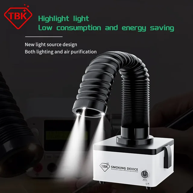 TBK 638 กรองบัดกรีควันทําความสะอาดสูบบุหรี่ฝุ่น MINI Fume EXTRACTOR พร้อม LED Light สําหรับ BGA PCB ซ่อมเครื่องมือ 1