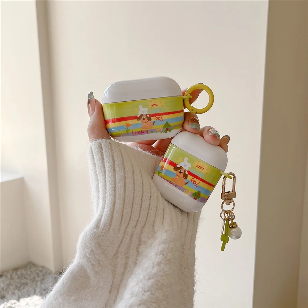 Cute Cartoon Dog Airpod Custodie 3 Per 2 1 Pro Pro2 Pods Gen Air Pods Pro Cover Kawaii 3D Ciondolo Portachiavi Auricolare Box Coque