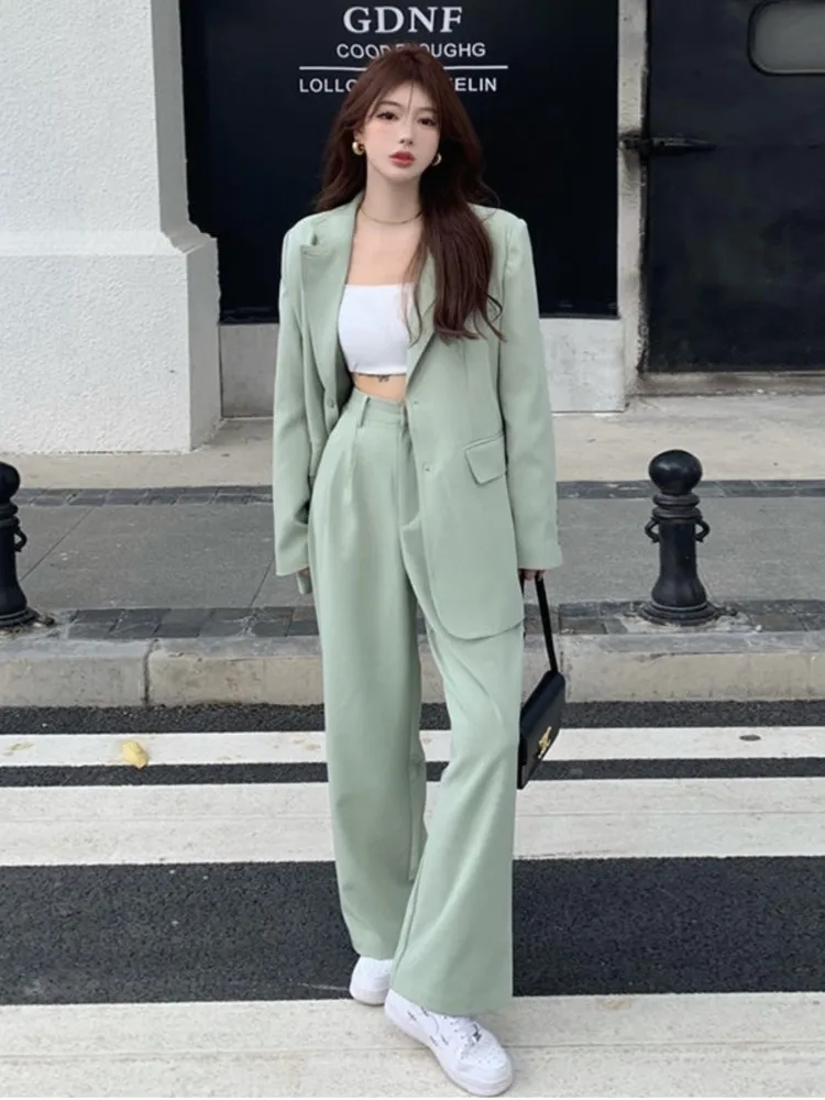 Spring Summer Women Blazer Pantsuit Long Sleeve Jacket Pants Two Piece Set Female Fashion Business Casual Purple Trousers Suit