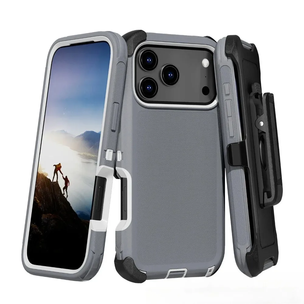 Rugged Shockproof Armor Phone Case with Clip - Heavy Duty Military Grade Protection