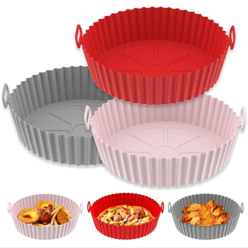 Air Fryer Silicone Baking Tray Food Safe Reusable Silicone Mold Microwave Pads Baking Mat Oven Liner air fryer baking tray
