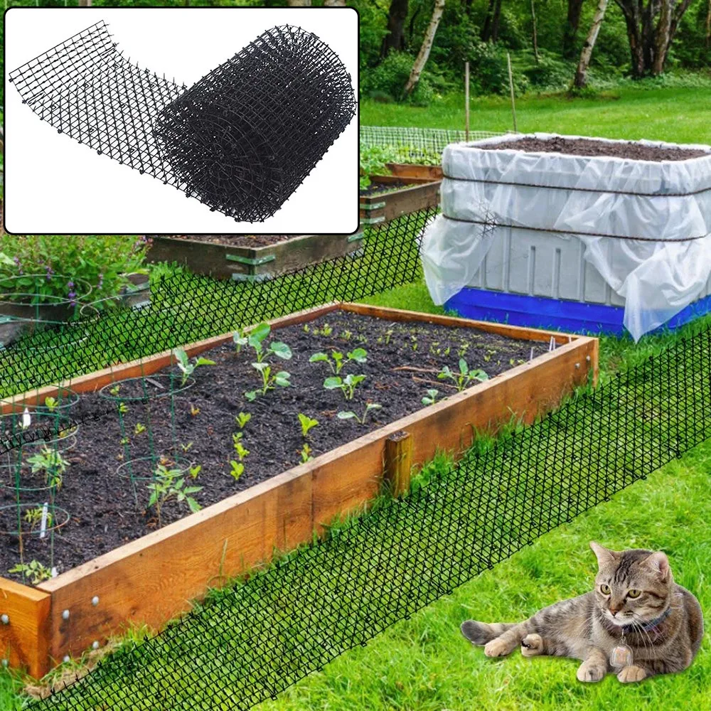 Cat Scat Mat Gardening Repellent Mat Anti-Cat Prickle Strip Spikes Straps Keep Dog Away Digging Pest Control Grass Protector - 6