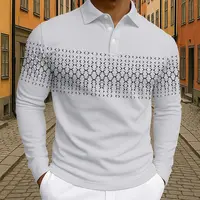 Polo de Golf géométrique à manches longues pour hommes, vêtements quotidiens, imprimés en 3D, boutons respirants, hauts d'automne et d'hiver 2025 2