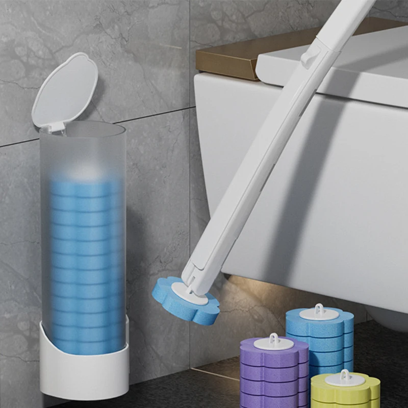 Wall-Mounted Disposable Toilet Brush Set Long Handle Household Bathroom Cleaning Tool Replacement Brushs Head toilet brush set