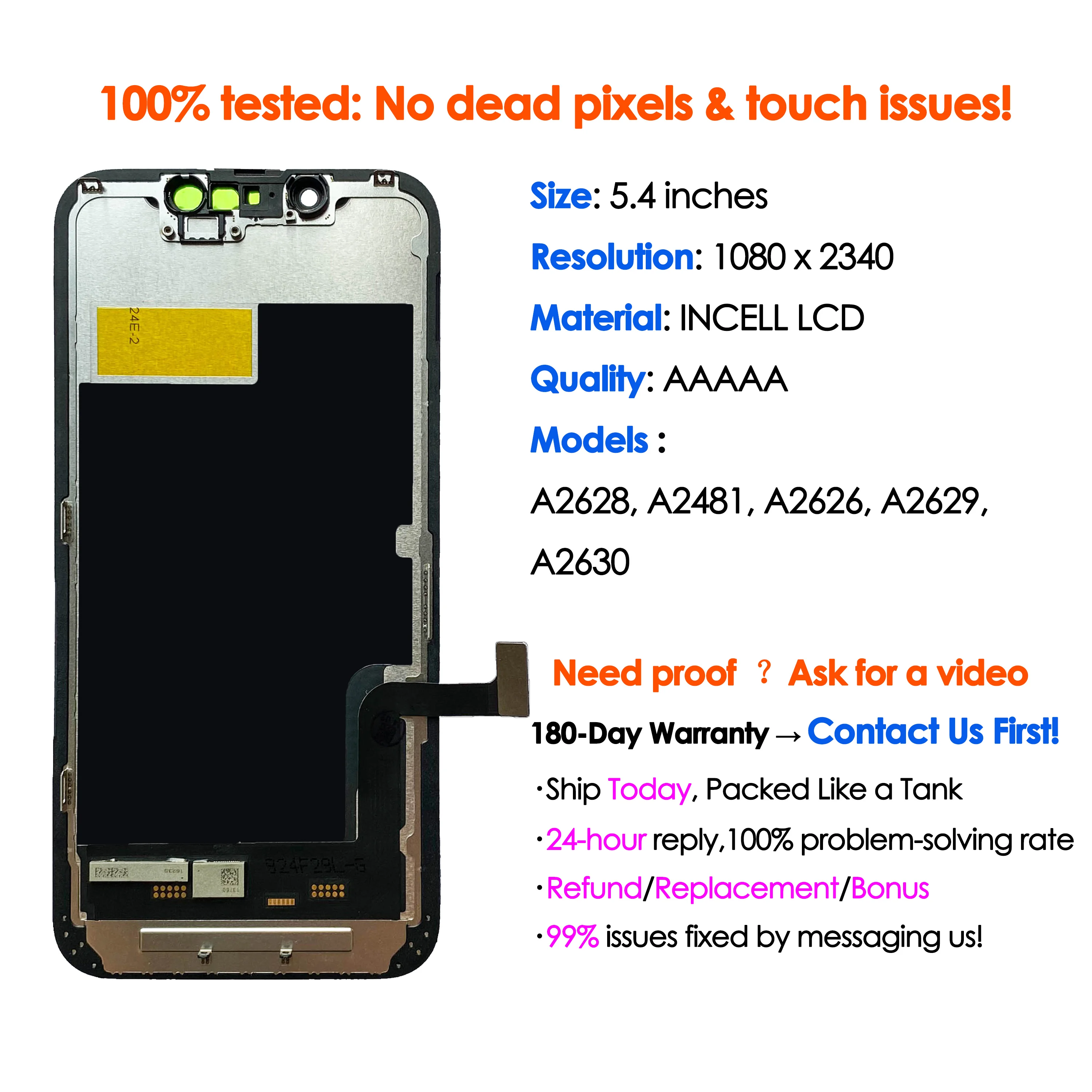 LCD incell AAA di alta qualità per iPhone 13 mini Display Touch 13mini Sostituzione schermo Digitizer Assembly Parti di riparazione all'ingrosso - immagine 2
