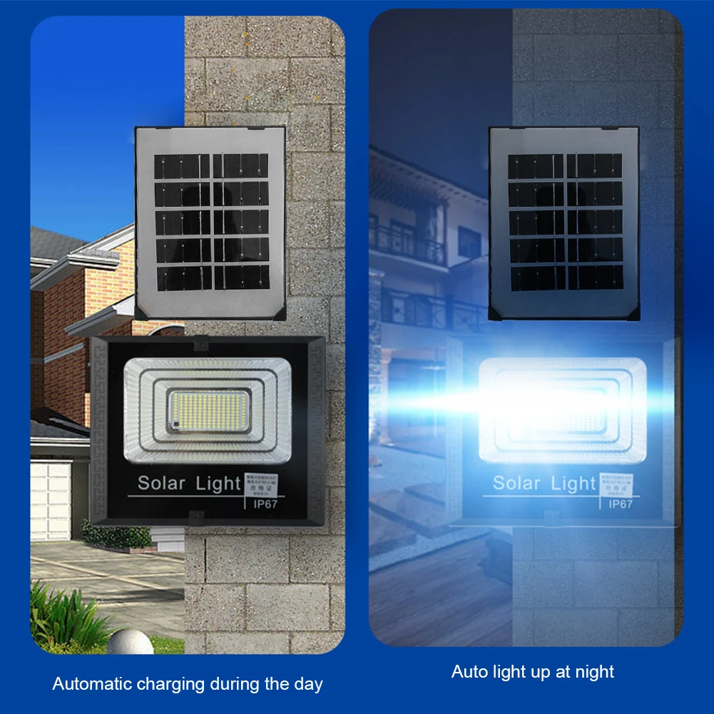 Solar Powered Wall Floodlight IP67 Waterproof Wall Lamp Auto-On Smart Wall Light Light Sensor Spot Lights for Garden Courtyard
