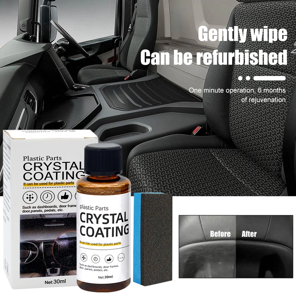 30/60ml Plastic Restorer for Car Easy To Use Plastic Part Refurbishment Crystal  Coating Refurbish Agent with Sponge Long Lasting - AliExpress