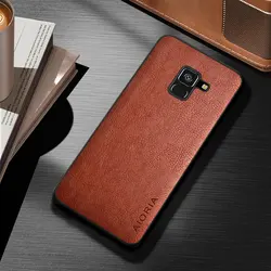 Luxury Vintage Leather Skin Case - Premium Cover for A8 Plus 2018 (A730) (Brown)