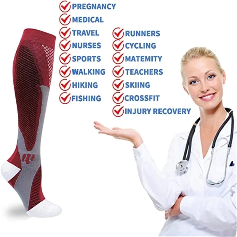 Men Women Compression Socks fit For Football 20-30 Mmhg Varicose Veins Socks Anti Fatigue Compression Fit For Sport
