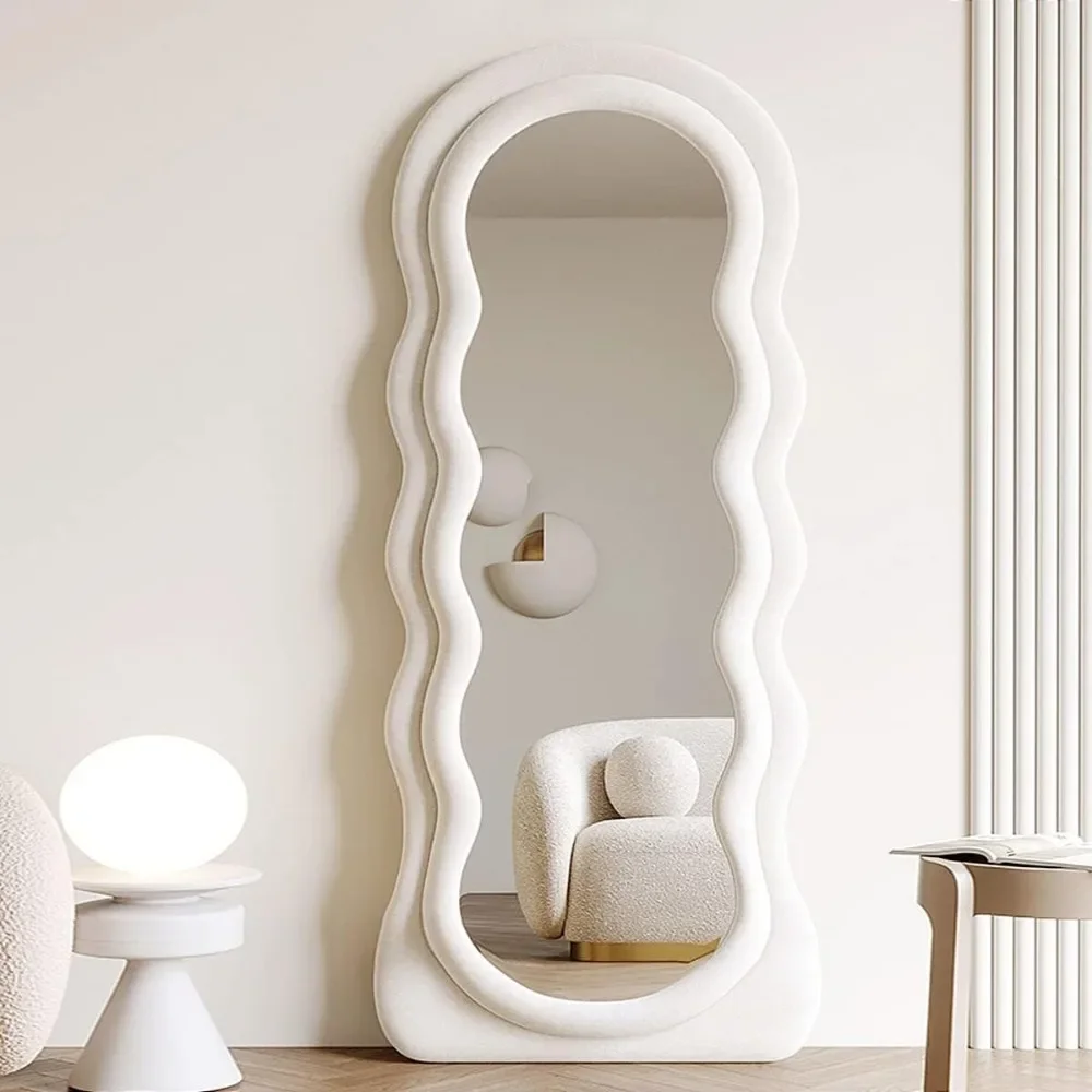 

Wavy Floor Mirror Mirror for Bedroom Flannel Free Shipping Wave Pattern Freestanding Full Body Living Room Furniture Home