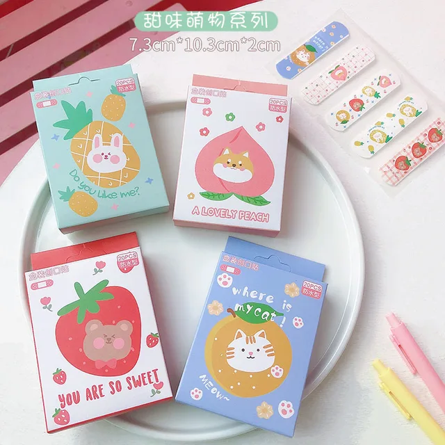 20pcs/box Waterproof Bandages First Aid Hemostasis Band Aid Stickers Cute Cartoon Animals Pig Plaster Wound Emergency Kit NO.20