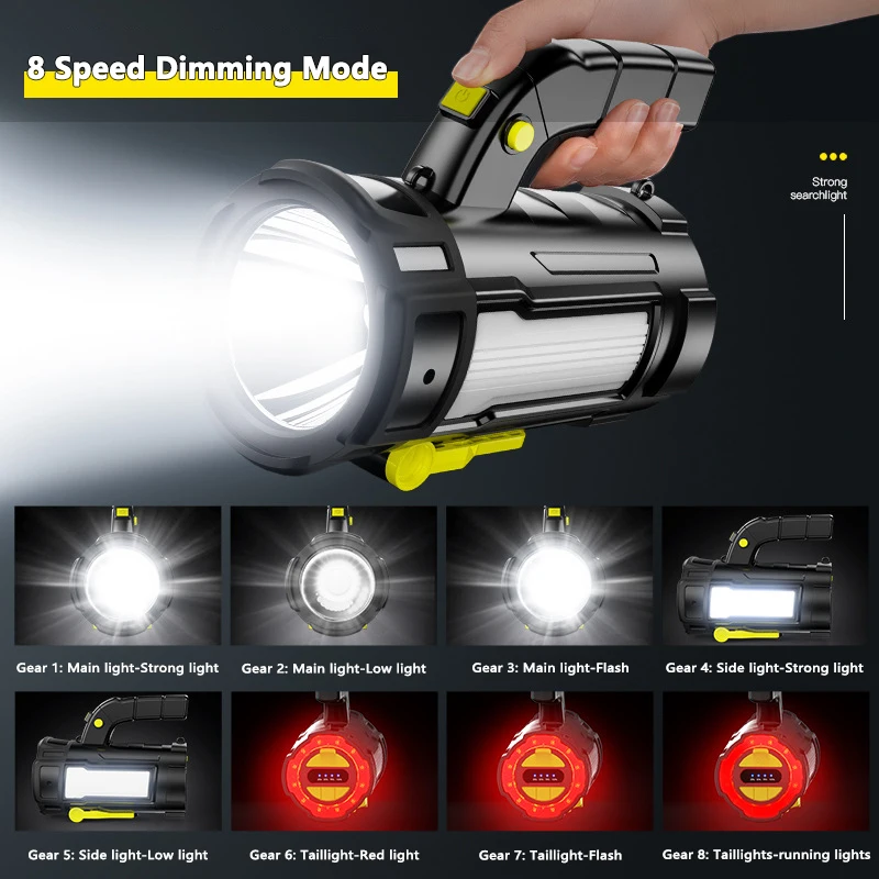 Handheld Searchlight LED USB Camping Light Bulb Powerful Hand Lamp Rechargeable Portable Focus Spotlights Tactical Lantern 18650