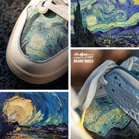 Mra Starry Sky Oil Painting Sneakers Men's Shoes Spring New Couple Niche Design Thick-Soled Sports and Casual Trbottomy Shoes 3