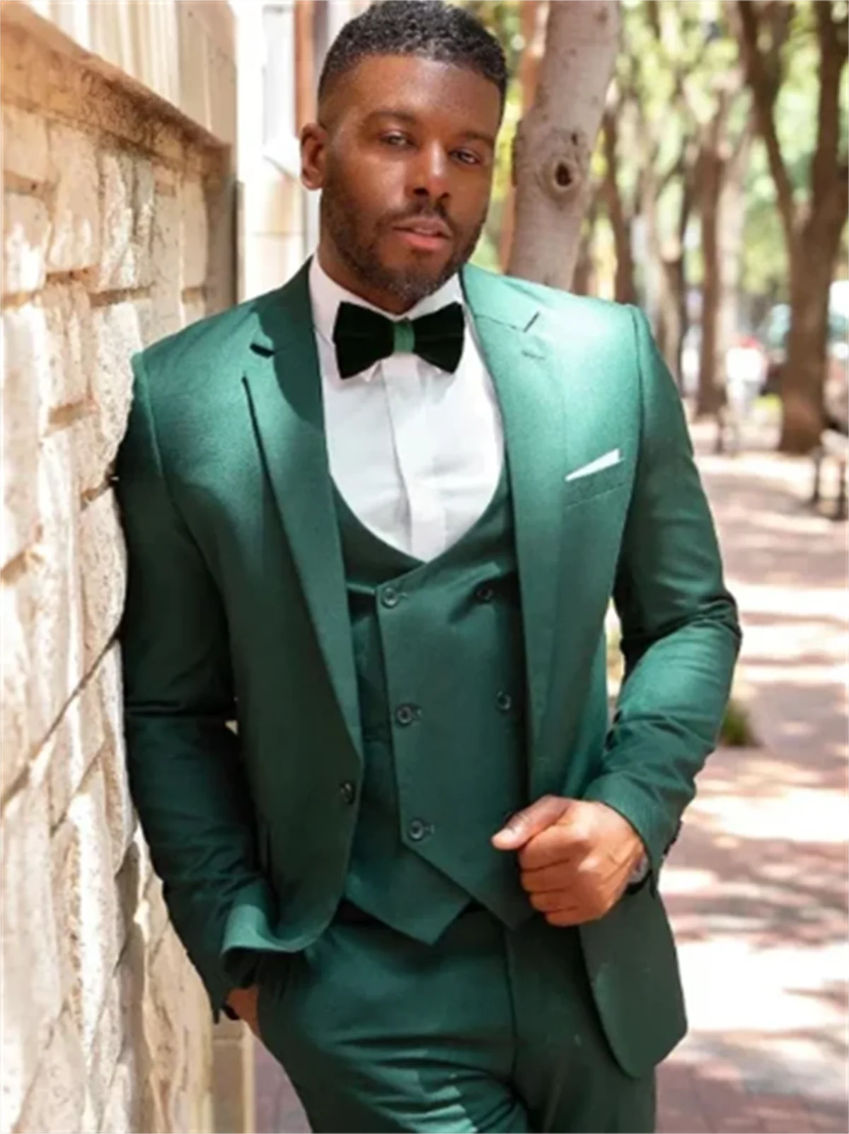 3 Pcs Classic Green Men Suits Regular Fit Formal Wedding Custom Made Groom Prom Dress Costume Homme terno masculino Blazer Sets
