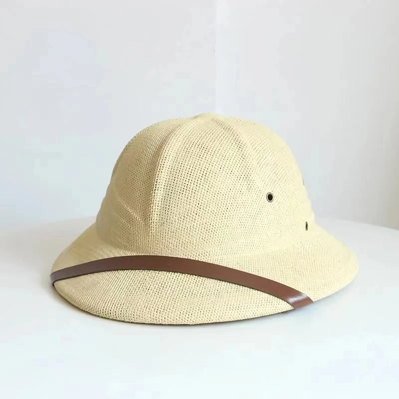 

2024 Fashion Vietnam War Army Hat Women Men British Explorer Straw Helmet Summer Boater Bucket Sun Hats Unisex Jungle Miners Cap