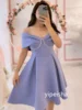 Customized Sizes Available Jersey Sequined Pleat A-line Off-the-shoulder Mini Dresses Evening Dresses Simple Modern Style Exquis 3