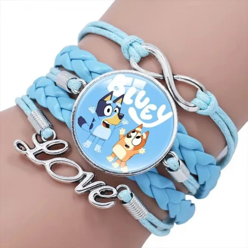 Anime Figure Toys Cartoon Bluey and Bingo Bracelet Anime Figures Print Cute Wristand Present Kids Toys Girls Christmas Party Gift Toy