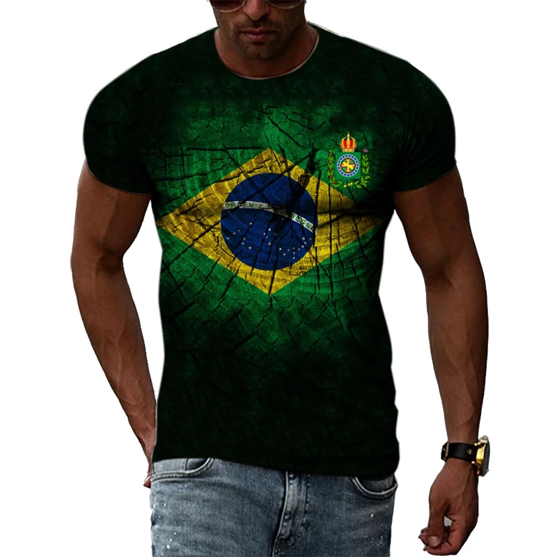 

Men'S Summer Brazilian Fashion Style Cool 3d Printed Creative Short Sleeve T-Shirt Personality O Neck Comfortable Top