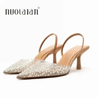 2024 Fashion Summer Women High Heels Pearl Decoration Slingback Woman Pumps Pointed Toe High Heels Sandals Elegant Woman Shoes - Image 2