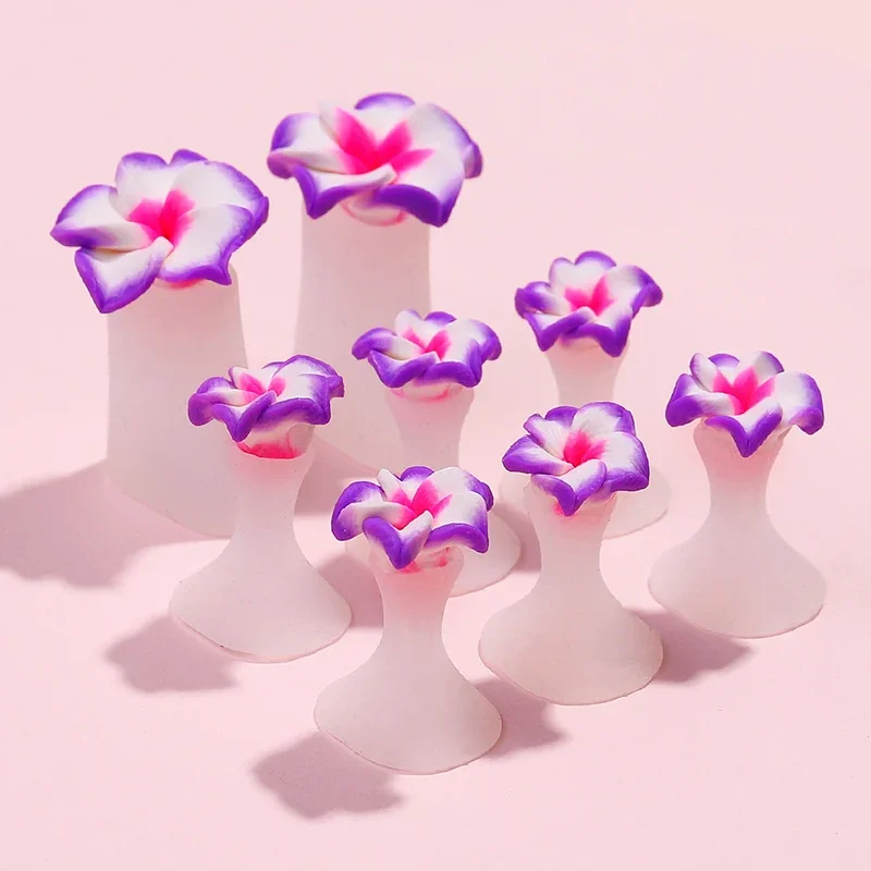 8pcs/Bag Soft Purple Flower Design Silicone Toe Separator For Pedicure Foot Finger Splitter Flexible Finger Toe Support Tool toe separators toe spreader