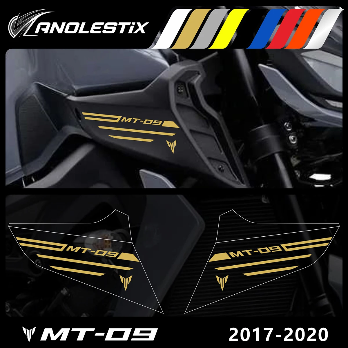 

AnoleStix Reflective Motorcycle Logo Set Emblem Decals For YAMAHA MT09 MT-09 SP 2017 2018 2019 2020