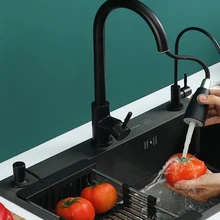 

Undermount Kitchen Sink Stainless Steel Black Gadget Stretch Faucet Soap Dispensor Sinks Bathroom Cocina Accesorio Organizer YQ