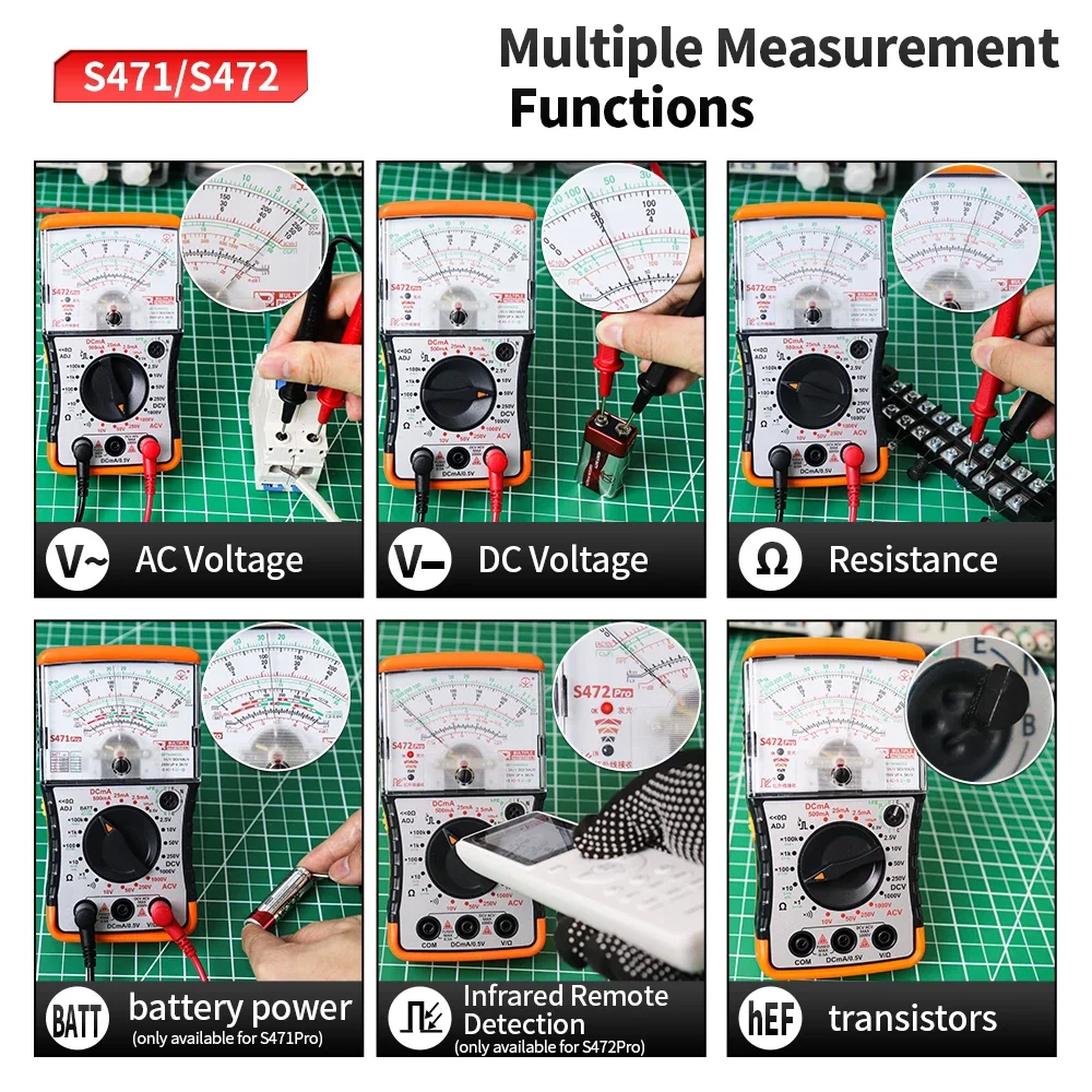 NJTY S472 Analog Pointer Multimeter 1000V AC/DC Voltage Tester DC Current Resistance Universal Needle Type Meter multimeter tester,analog multimeter
