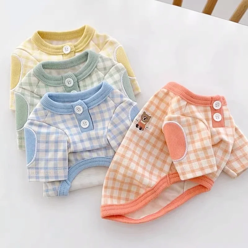 Fashion Breathable Thin Dog T-Shirt for Small Medium Dogs Summer Pet Pullovers Cute Plaid Cat Shirt Chihuahua Dog Clothes, pet dog shirt