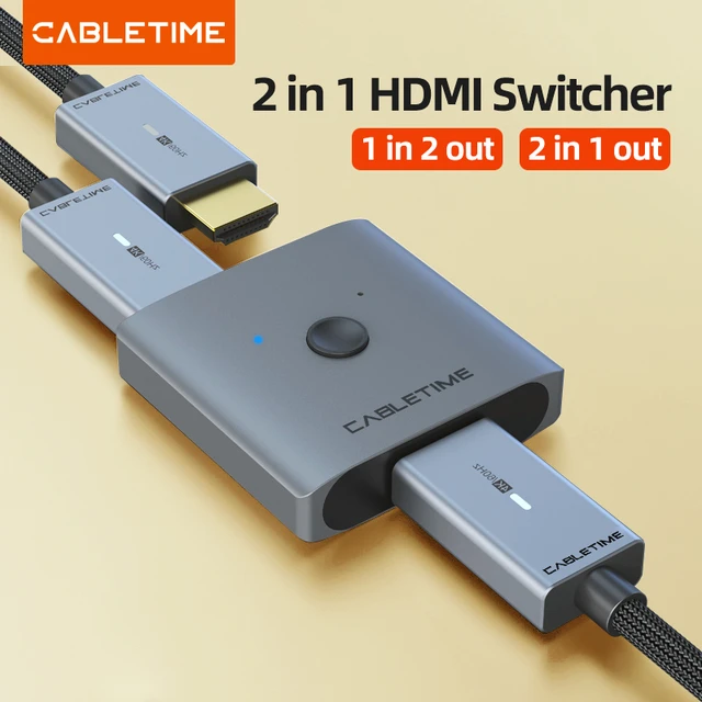 HDMI Switch,4K@60hz HDMI Splitter,HDMI Switcher 2 in 1 Out, HDMI Switch  Splitter