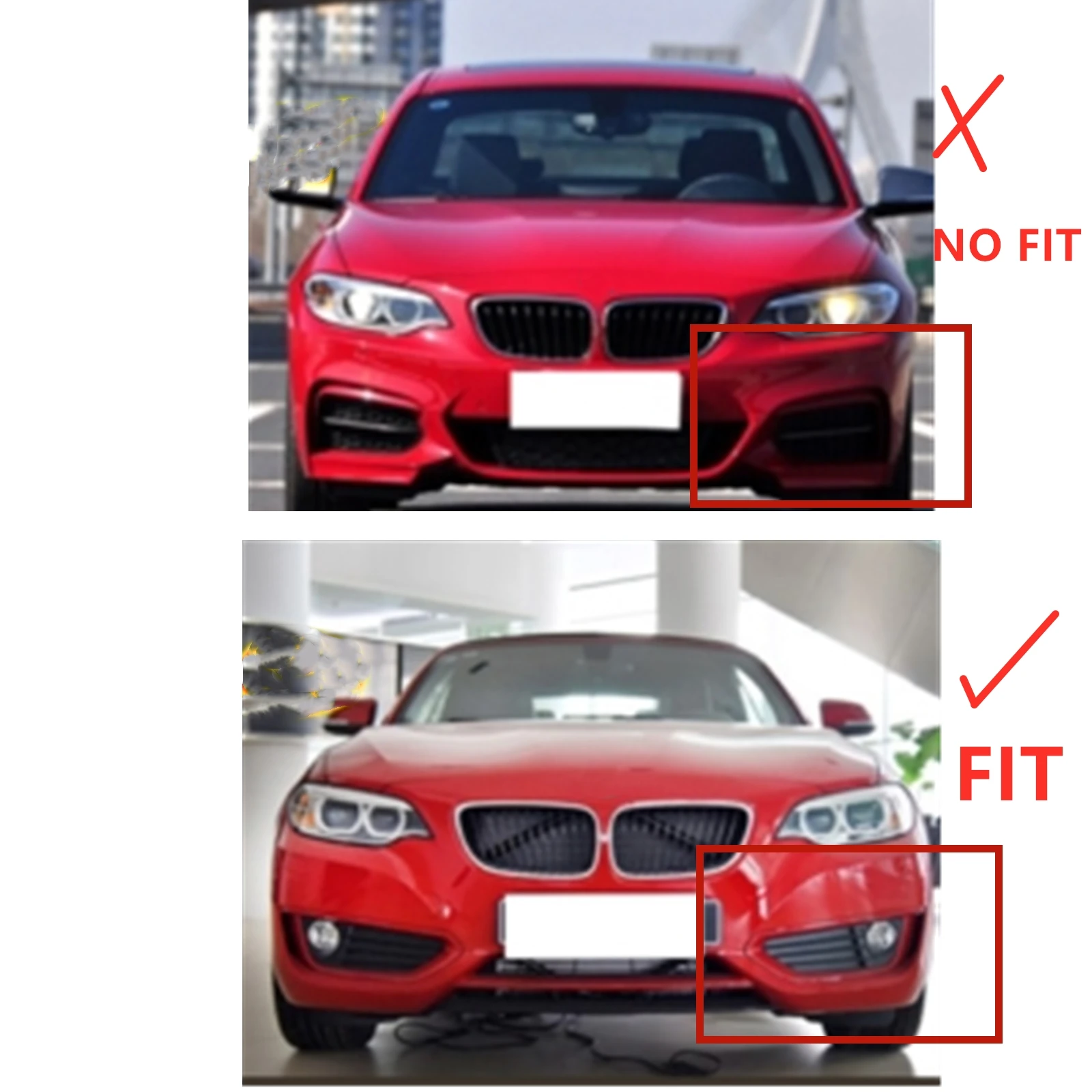 카본 파이버 룩/글로스 블랙 프론트 범퍼 스포일러 스플리터 립 BMW 2 시리즈 F22 F23 220i 225i 228i 기본 모델 2014-2019