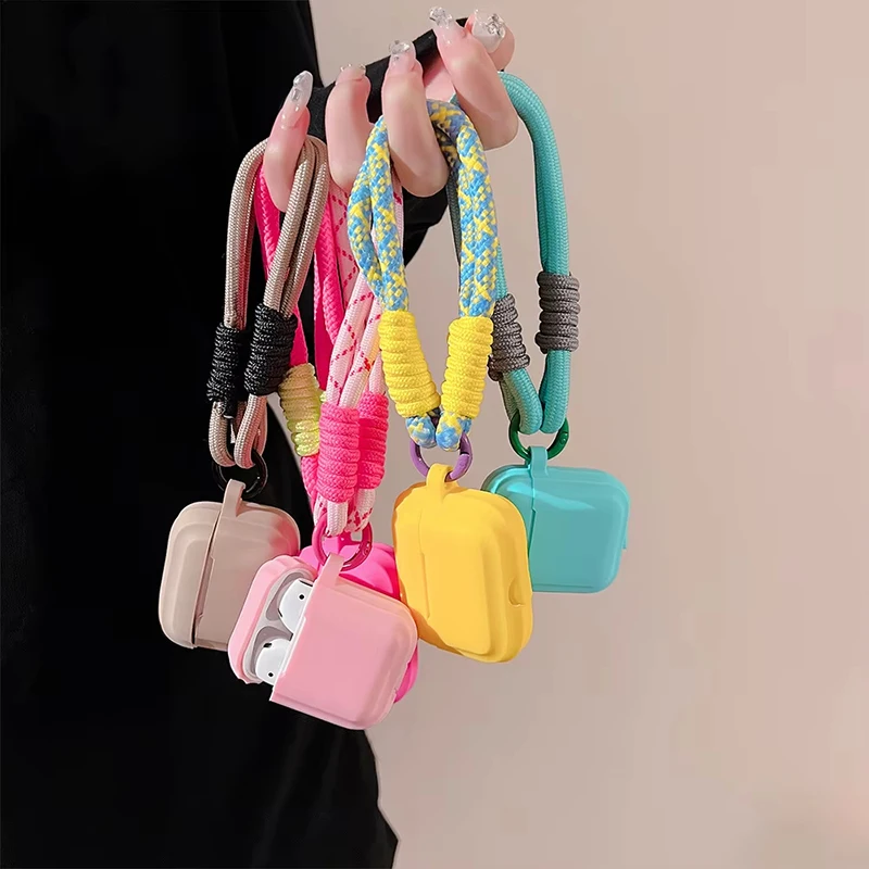 Stylish Silicone Earphone Case with Cute Lanyard - Protective Cover