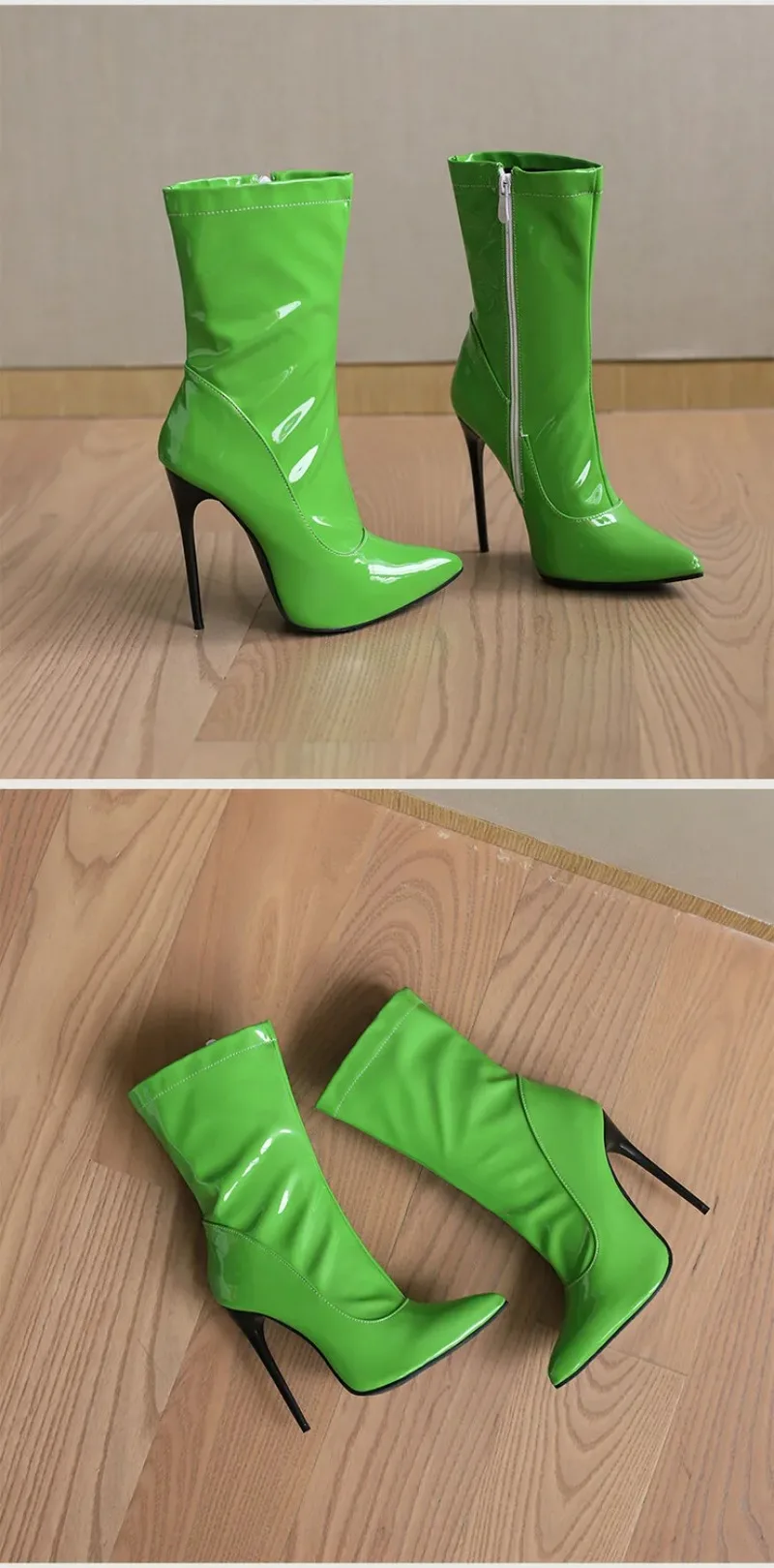 Sexy Women Boot Fashion Patent Leather High Heeled Boot Exquisite Fleece Lined Winter Shoes for Woman Designer Shoes Botas Mujer S245149484235406093b348894a89fab4e