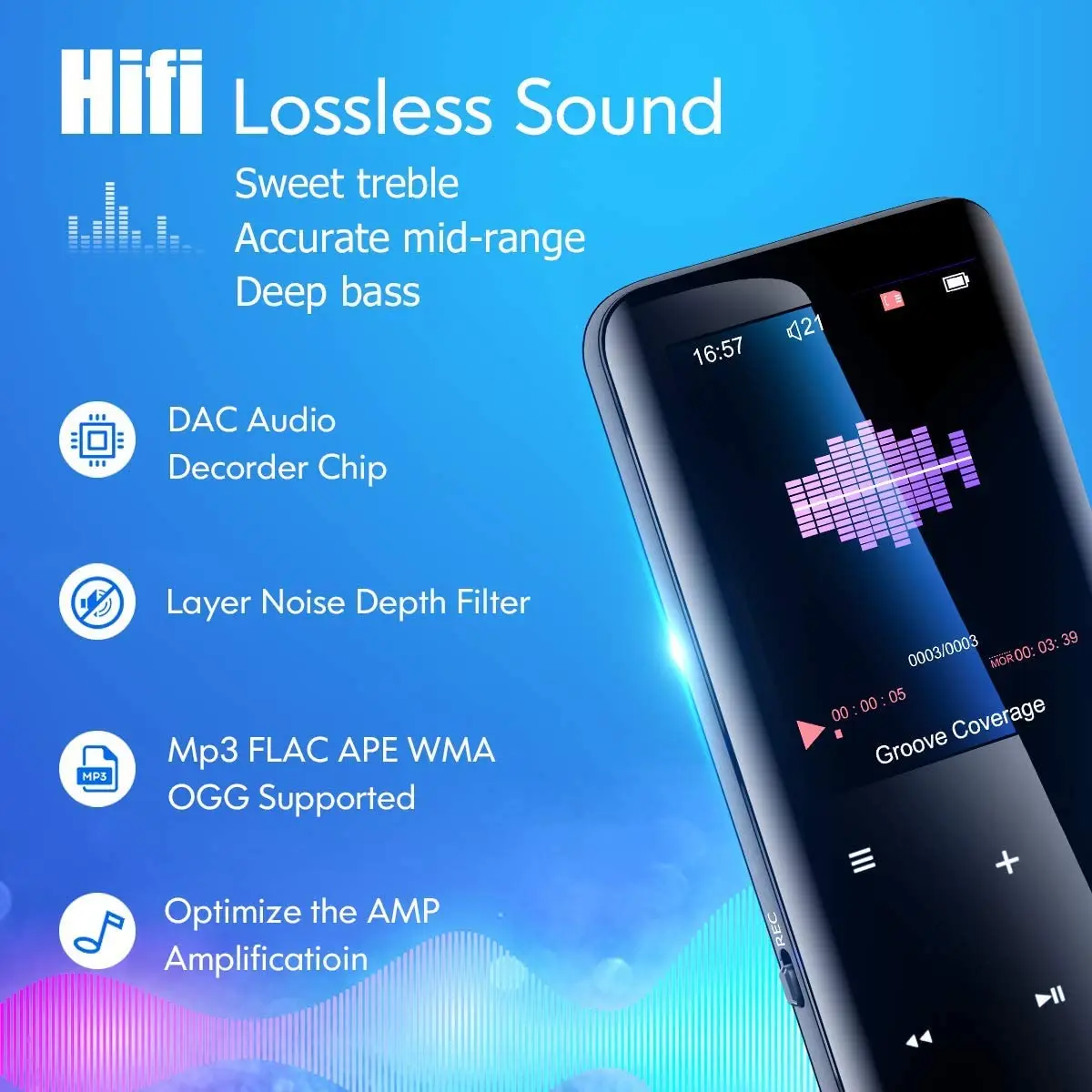 X8 MP4 Hifi Music Player with Bluetooth Music Player with Touch Key FM Radio Video Play E-book HiFi MP4 Walkman