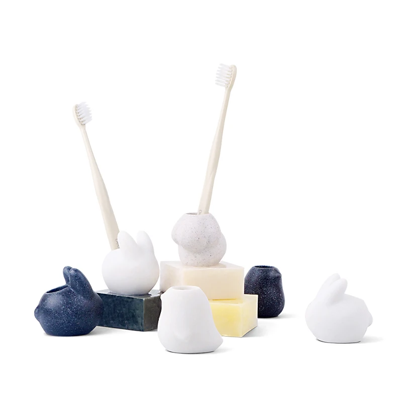 Decorative Ceramic Toothbrush Holder Sandstone Creative Toothbrush Holder Mini Animal Ornaments Bathroom Decoration Accessories