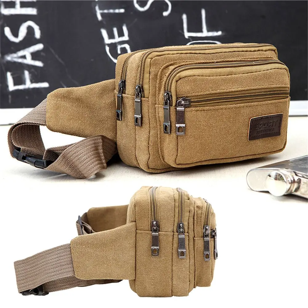 Fashion Waist Bag For Men Canvas Fanny Pack Man Multifunction Pocket Pack Belt Travel Shoulder Bag Outdoor Sports waist pack