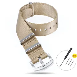 Enhanced High-Density Nylon Watch Strap - Premium Soft and Durable Nylon Bracelet - 22mm (Khaki)