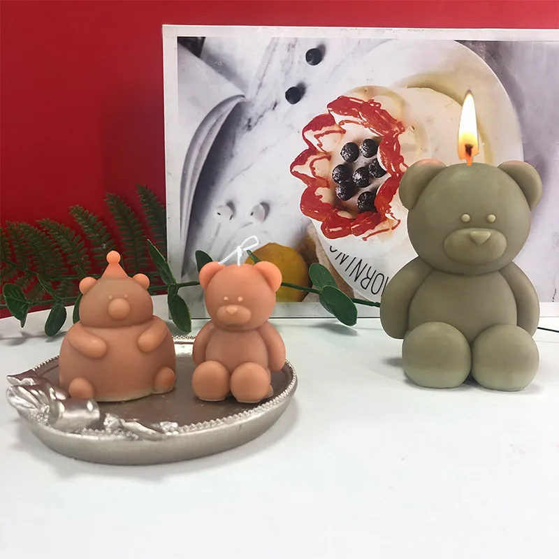 cute teddy bear silicone candle molds