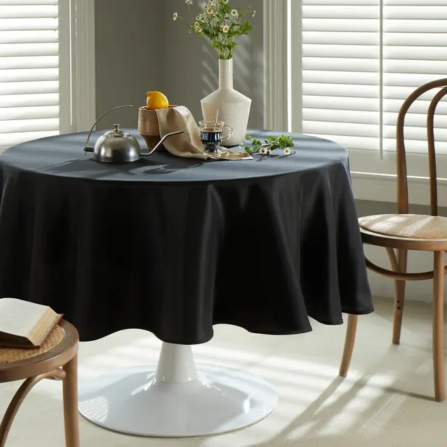 Nappe noire, résistante aux taches, lavable, en Polyester, pour les vacances, les fêtes de Buffet et le mariage 2