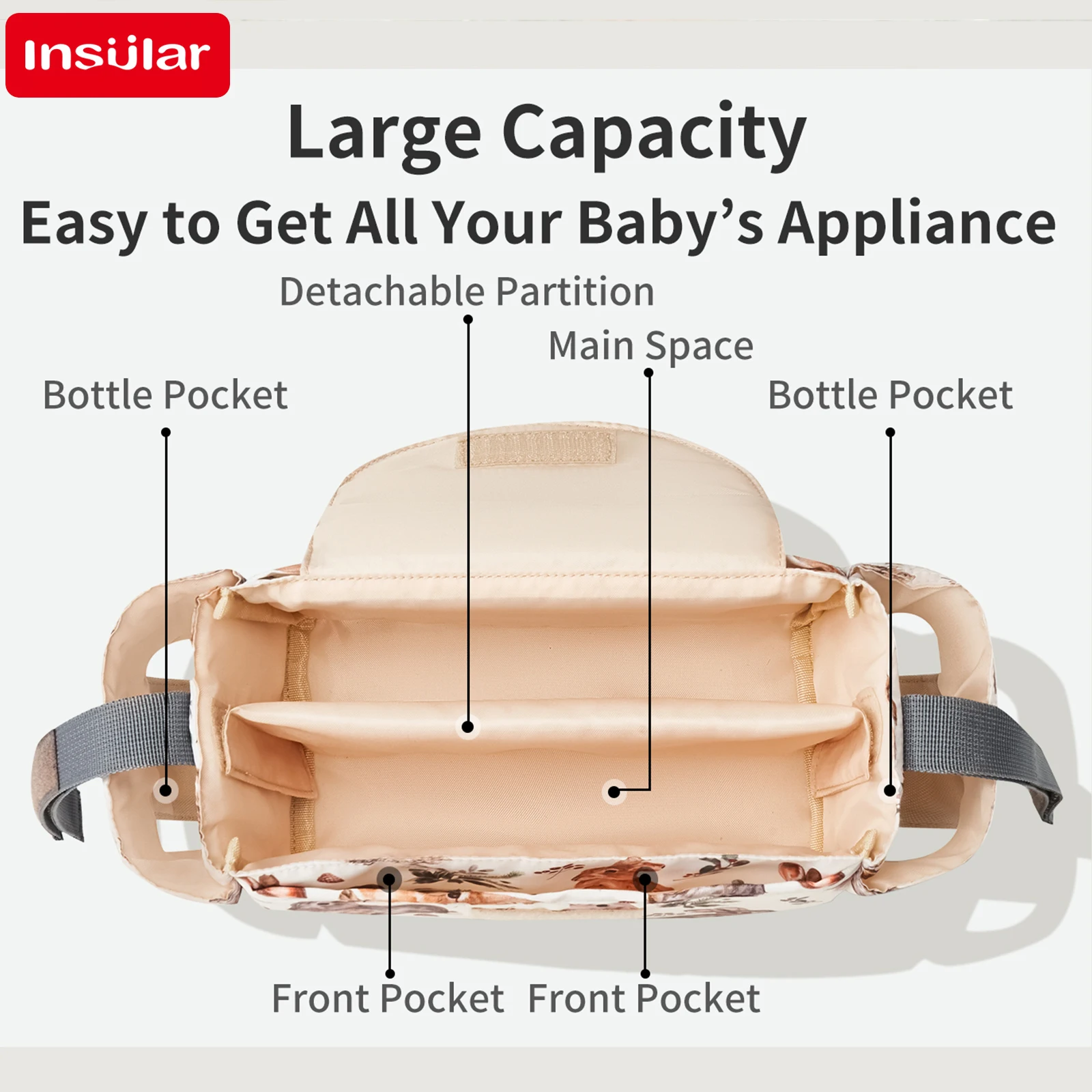 Diaper Bag Stroller Organizer Bags Stroller Bag Mommy Bag Diaper Baby Nappy Stroller Accessories Large Capacity Outdoor Travel Nappy Water Cup Holder