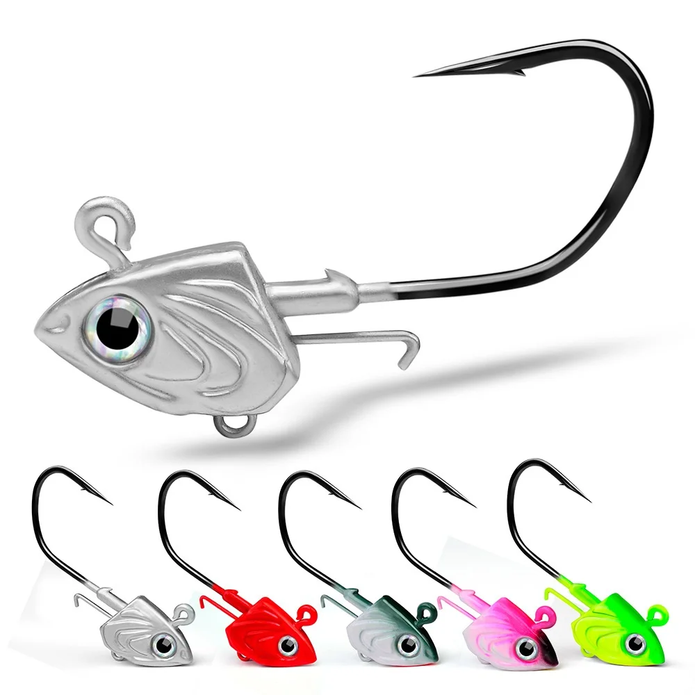 Fish Head Hooks 30g 35g 45g Fishing Hook 3D Eye Soft Worm Baits Jig Head Lure Hook for Sea Bass Pike Fishing Accessories Tackle