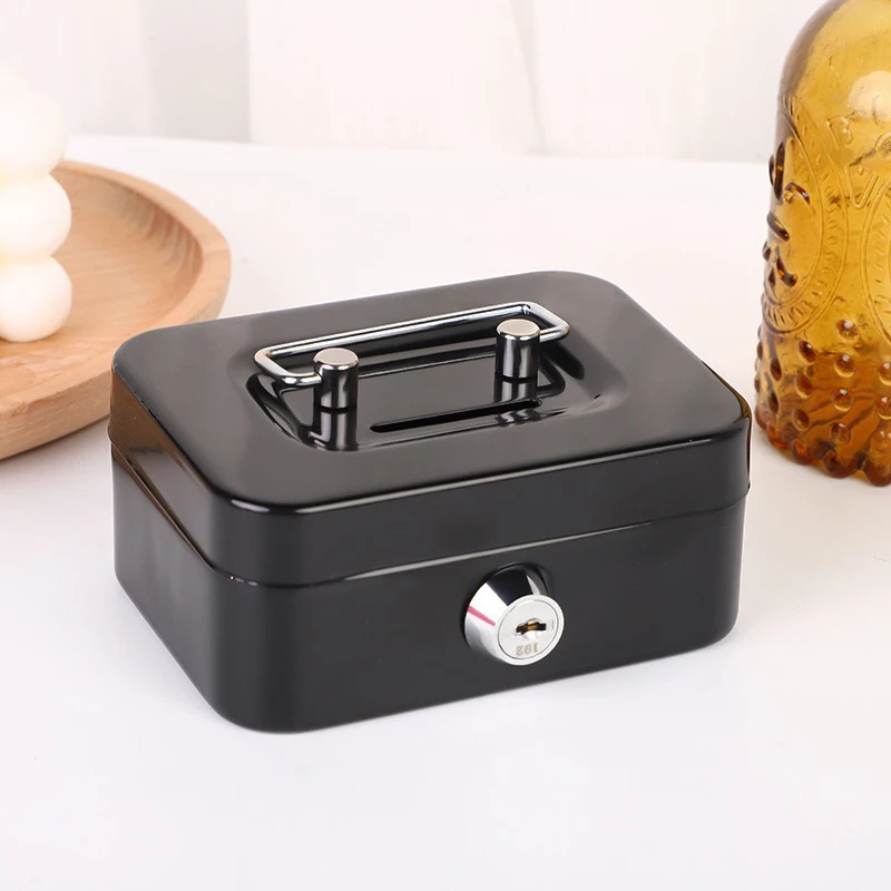 Portable Mini Key Safe Money Box Steel Piggy Bank Sturdy Lockable Coin Box Cash Storage Hidden For Home Store Suitcase
